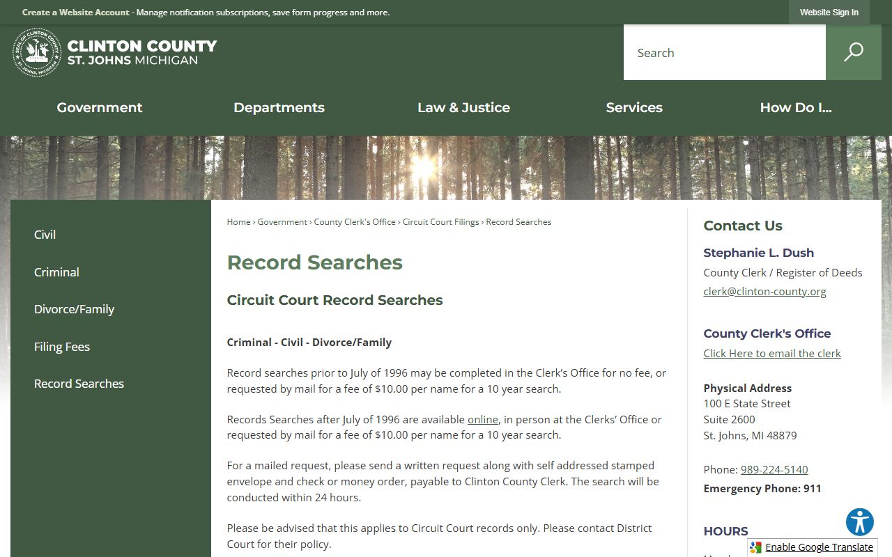 Clinton County Clerk records