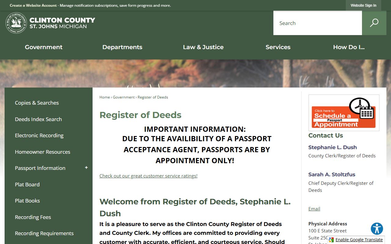 Clinton County Clerk records
