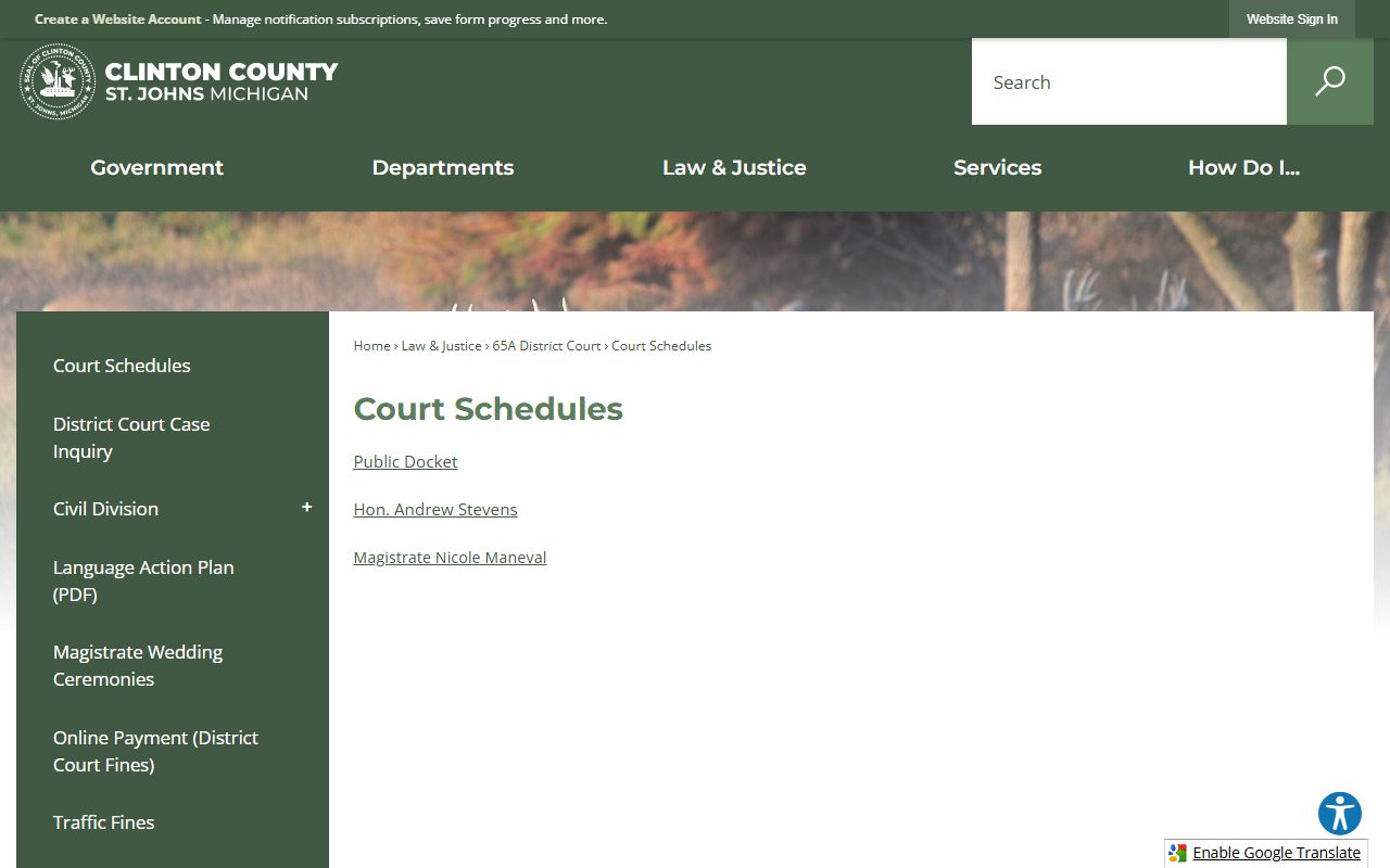 Clinton County court dockets
