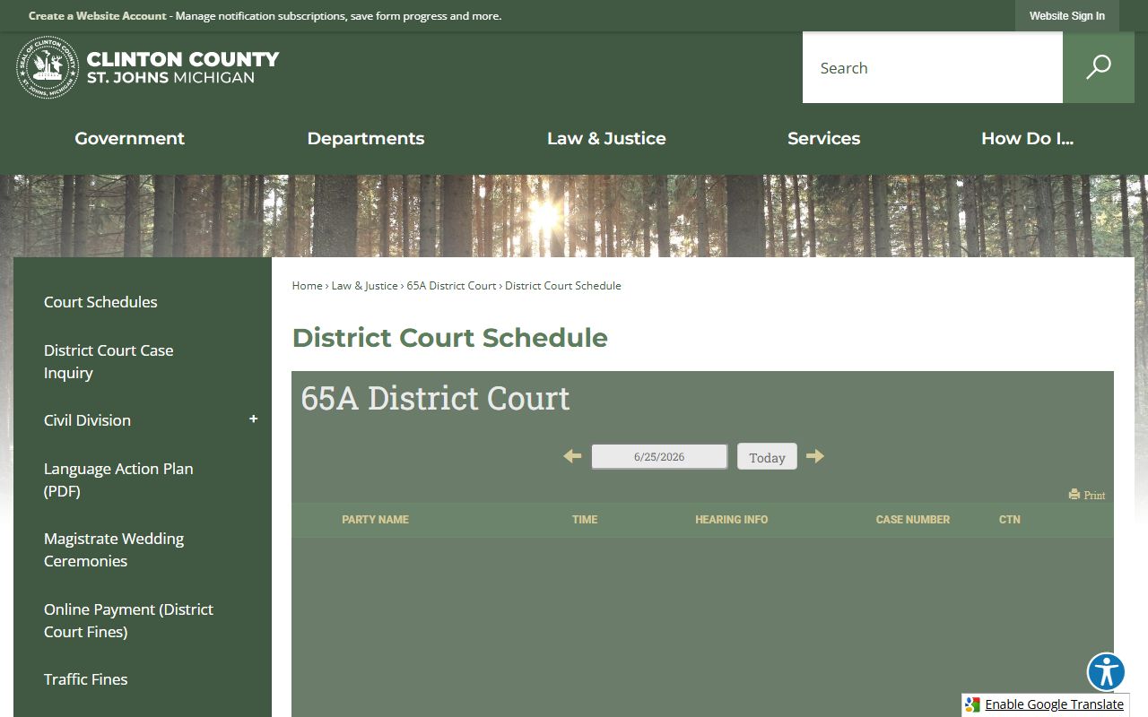 Clinton County court dockets
