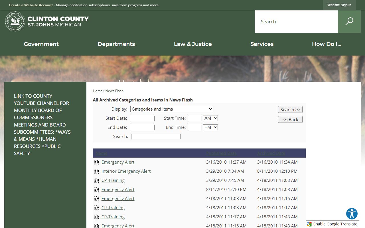 Clinton County inmate and jail records notices archive