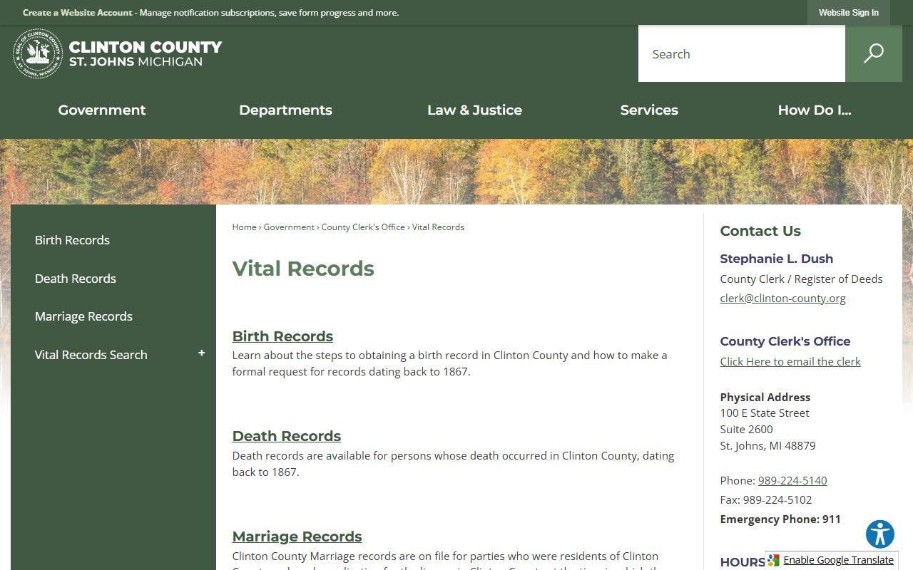 Clinton County marriage and divorce records
