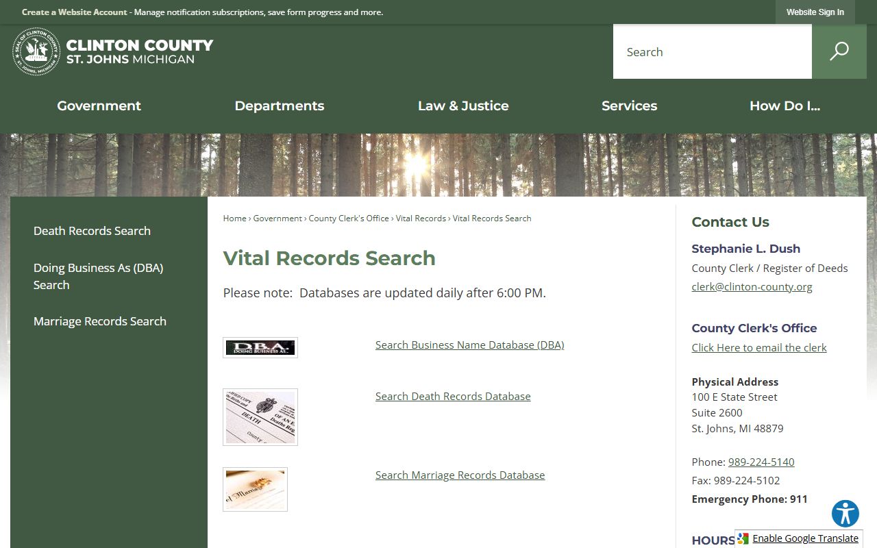 Clinton County marriage and divorce records