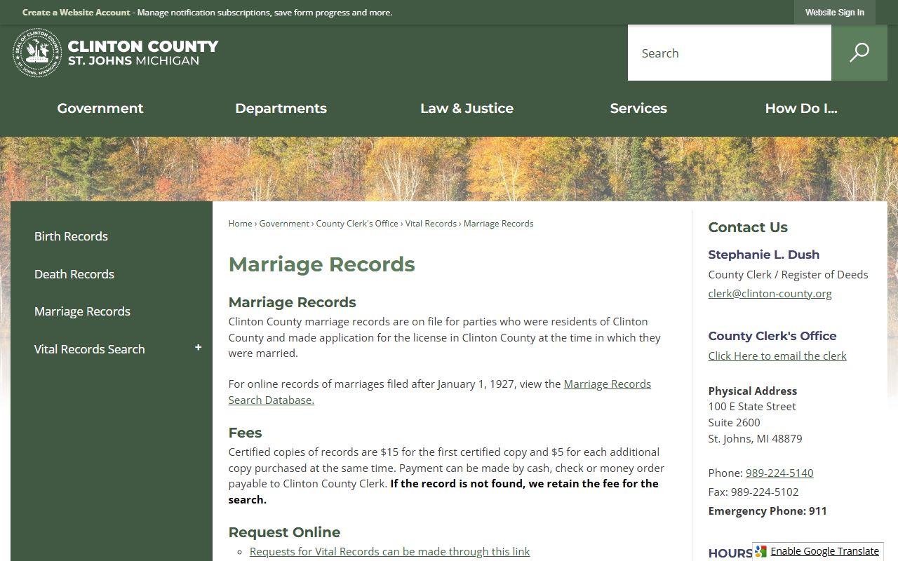 Clinton County marriage and divorce records