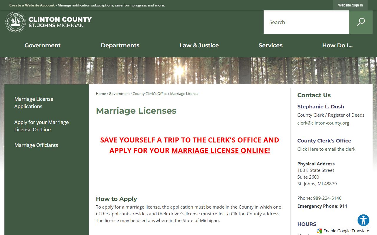 Clinton County marriage and divorce records